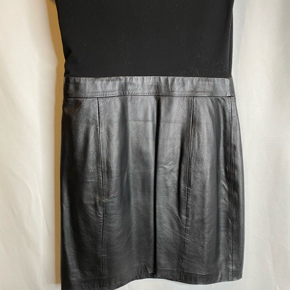 Theory Mixed Jersey and Leather T-shirt Dress - Picture 6 of 6